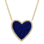 14k Yellow Gold Lapis Heart Necklace