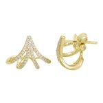 14k Yellow Gold Diamond Caged Lobe Stud Earrings