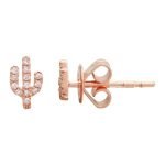 14k Rose Gold Cactus Diamond Stud Earrings