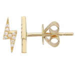 14k Yellow Gold Lightning Bolt Diamond Stud Earrings