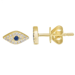 14k Yellow Gold Evil Eye Diamond Stud Earrings