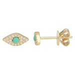 14k Yellow Gold Evil Eye Diamond Stud Earrings