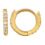 14k Yellow Gold Diamond Eternity Mini Round Huggie Earrings
