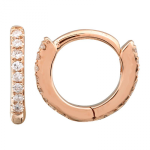 14k Rose Gold Diamond Eternity Mini Round Huggie Earrings
