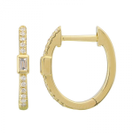 14k Yellow Gold Diamond Hoop Earrings