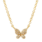 14k Yellow Gold Butterfly Diamond Necklace