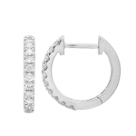 14k White Gold Diamond Huggie Earrings