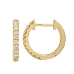 14k Yellow Gold Diamond Huggie Earrings