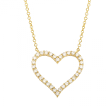 14k Yellow Gold Open Heart Diamond Necklace