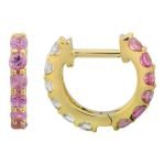 14k Yellow Gold Half Sapphire & Half Diamond Eternity Huggie Earring