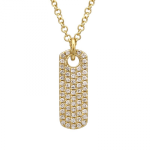 14k Yellow Gold Diamond Id-tag Necklace