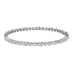 14k White Gold Bezel Set Multi-shape Diamond Bangle