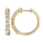 14k Yellow Gold Multi Shaped Diamond Hoop Earrings