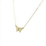 14K Gold Pave Diamond Butterfly Necklace