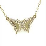14K Gold Pave Diamond Butterfly Necklace