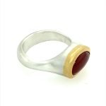 22K Gold Bezel Free Form Onyx Silver Ring