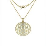 14K Yellow Gold White Enamel Flower Of Life Pendant