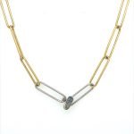 22K Yellow Gold and Platinum Paperclip Link Chain
