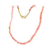 22K Free Form Pink Opal Bead Necklace