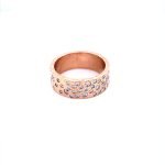 14K Rose Gold Hammered Sparkling Diamond Ring