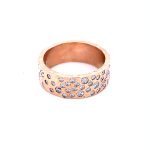 14K Rose Gold Hammered Sparkling Diamond Ring