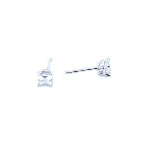 14k White Gold Shared Prong Diamond Huggie Earrings
