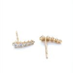14K Yellow Gold Diamond Bar Stud Earrings