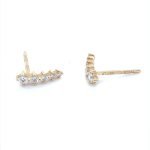 14K Yellow Gold Diamond Bar Stud Earrings