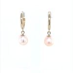 14K Yellow Gold Pearl Drop Earrings