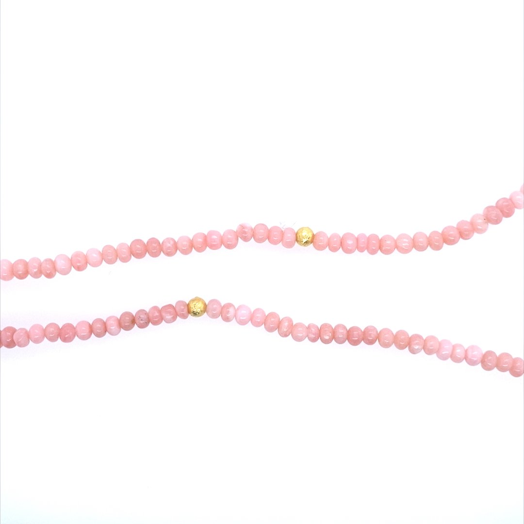 22K Free Form Pink Opal Bead Necklace