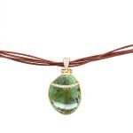 22K Gold Pave Diamond Free Form Turquoise Necklace