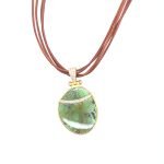 22K Gold Pave Diamond Free Form Turquoise Necklace