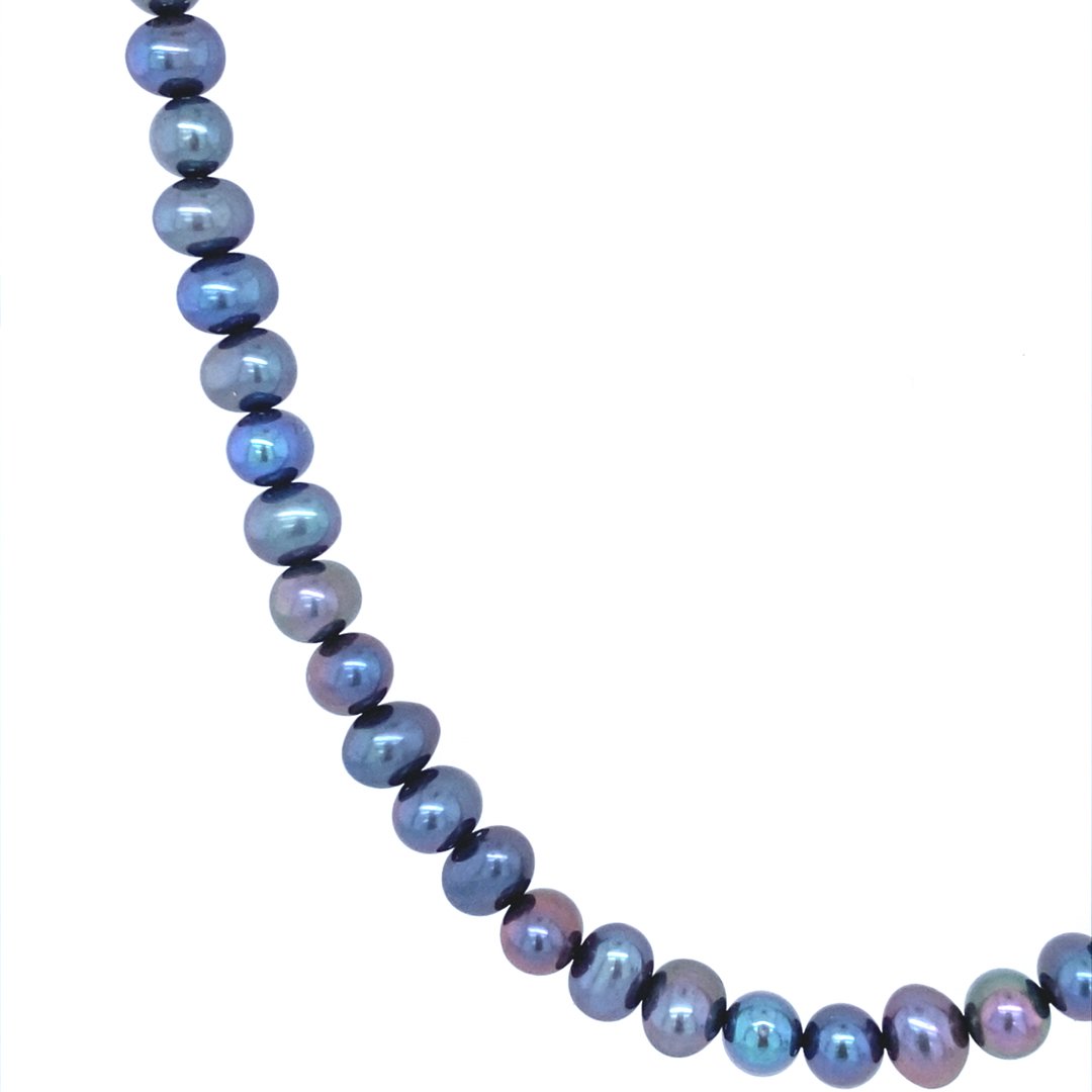 14KW Gold Black Freshwater Pearl Necklace