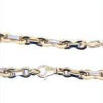 14K Yellow and White Gold Fancy Links Light Weight Chain Bracelet