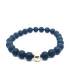 Stretch Bracelet with Onyx and Gold Plated Beads