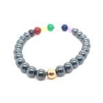 Stretch Bracelet with Multi-Color and Gold Plated Beads