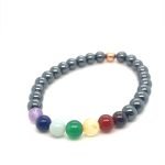 Stretch Bracelet with Multi-Color and Gold Plated Beads