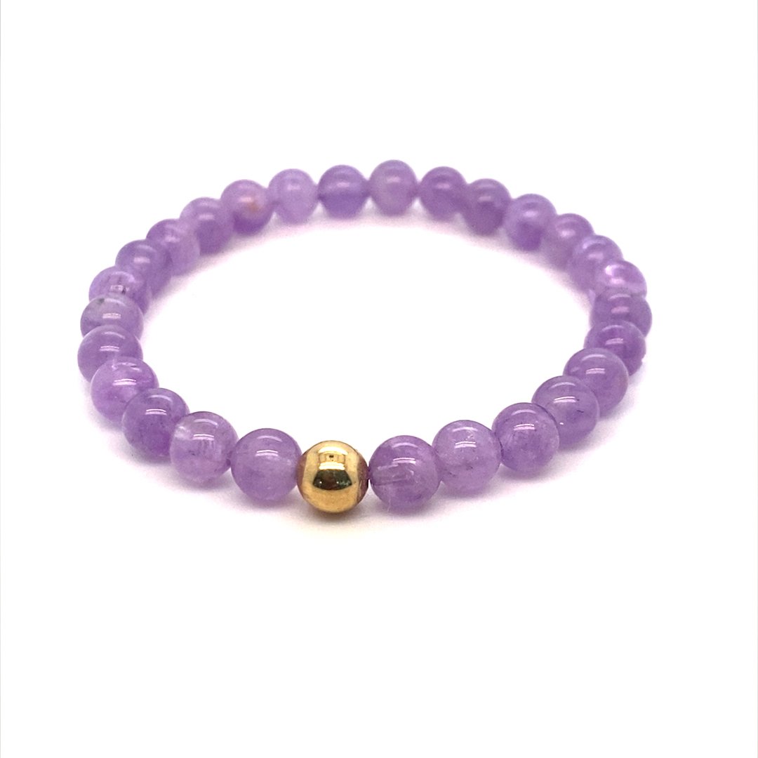 Stretch Bracelet with Amethyst and Gold Plated Beads