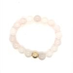Stretch Bracelet with Rose Quartz and Gold Plated Beads