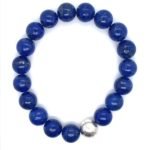 Stretch Bracelet with Lapis and Silver Plated Beads