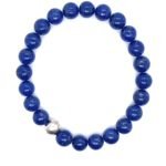 Stretch Bracelet with Lapis and Silver Plated Beads