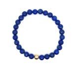 Stretch Bracelet with Lapis and Gold Plated Beads