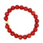 Stretch Bracelet with Coral and Gold Plated Beads