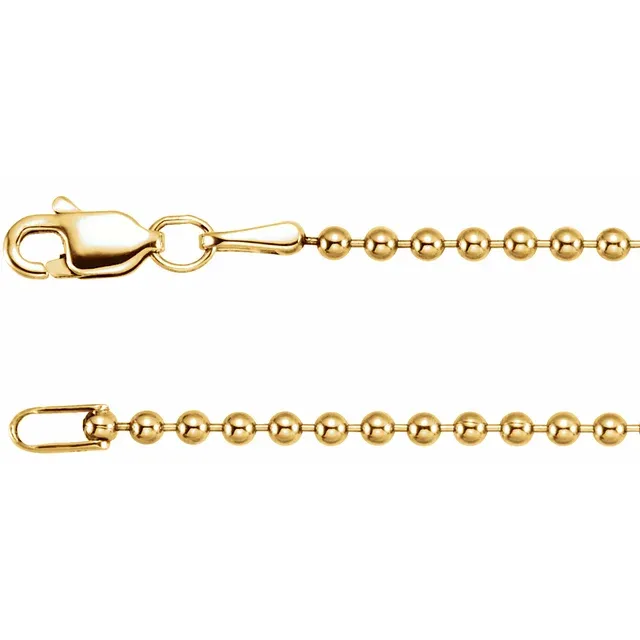 14K Yellow 1.8 mm Hollow Bead 18″ Chain