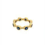 22K Gold Blue Sapphire Bubble Stacking Eternity Ring
