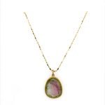 22K Gold Framed Watermelon Tourmaline