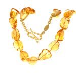 22K Gold Free Form Citrine Bead Necklace