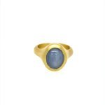 22K Gold Oval Gray Star Sapphire Ring