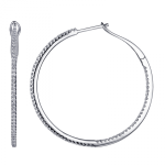 14k White Gold Diamond Hoop Earrings