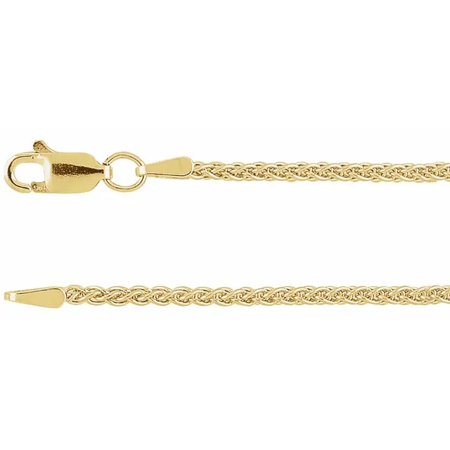14K Yellow 1.5 mm Wheat 18″ Chain